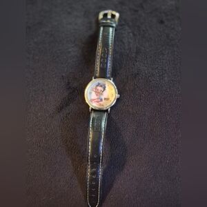 Betty Boop Black Leather Watch